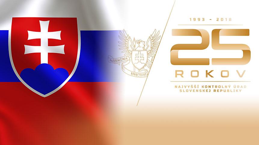 Flaga Słowacji i logo 25-lecia NOK Słowacji