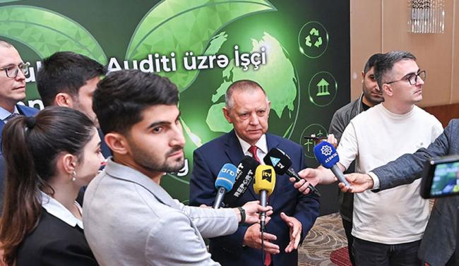 NIK President Marian Banaś interviewedd during the annual meeting of the EUROSAI Working Group on Environmental Auditing (WGEA) in Baku